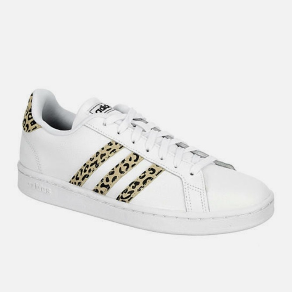 Adidas Women's White Sneakers with Leopard Accents